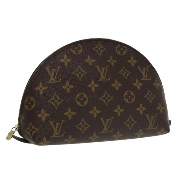 LOUIS VUITTON Monogram Trousse Demi Ronde Cosmetic Pouch M47520 LV Auth 100585 - Picture 1 of 16